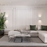 Большая квартира 130 м2 в современном стиле с лепниной